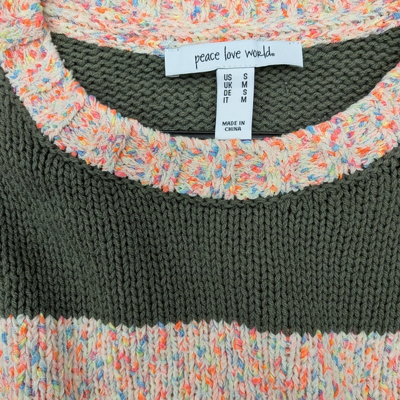 Peace Love World Olive Green Knit Sweater - Picture 2 of 4
